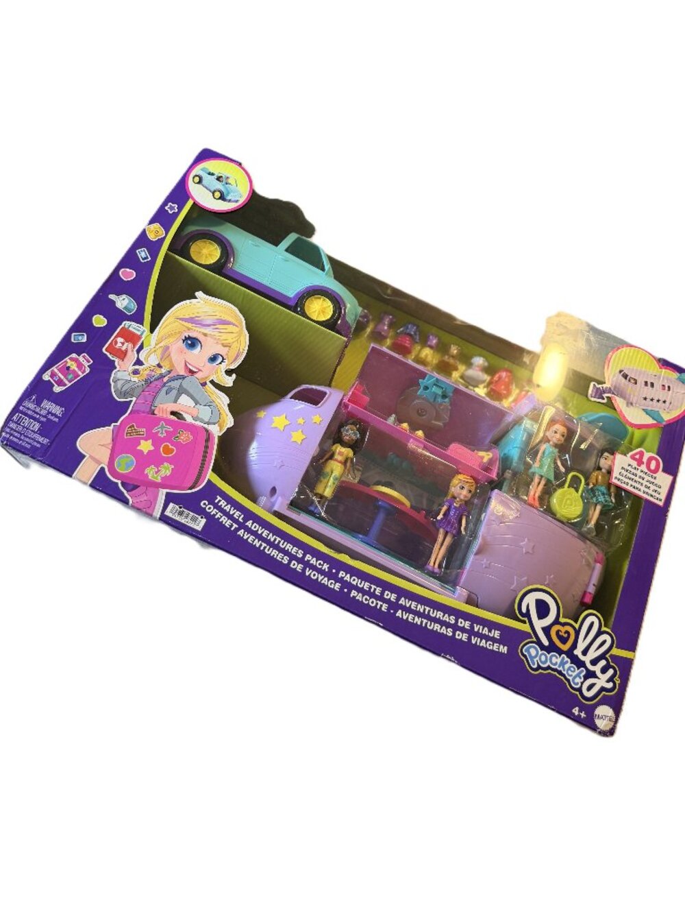 Polly Pocket Travel Adventures Pack Jet Plane Car Vehicle 4 Dolls Accessories